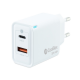 CARGADOR PARED/VIAJE 3.0 GaN USB-C/PD + USB-A 30W BLANCO COOLBOX